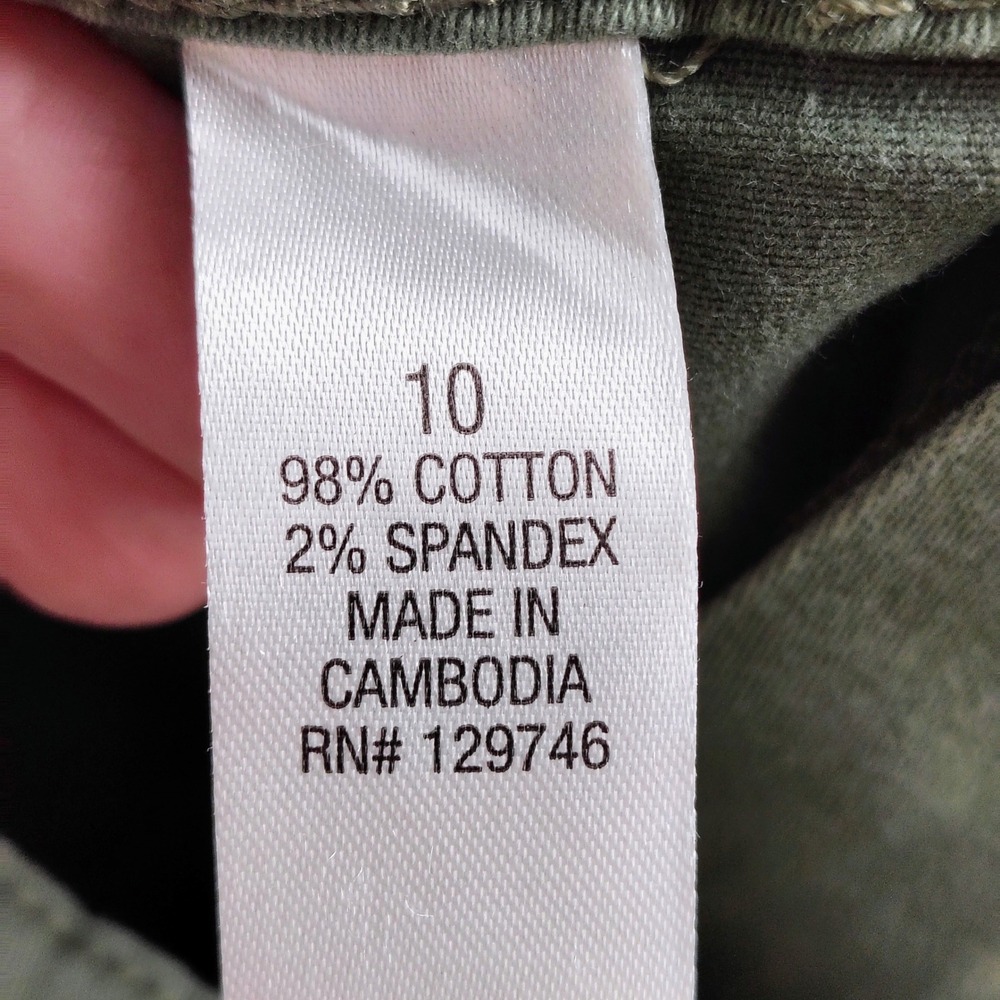 Bit & Bridle Olive Green Utility Patch Pocket Pants Slim Straight Size 10 - Picture 5 of 7